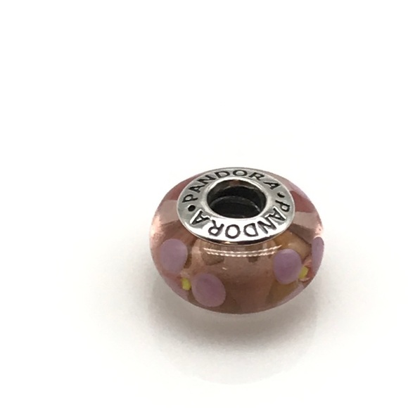Pandora Pink Floral Murano Glass Charm - Picture 2 of 4